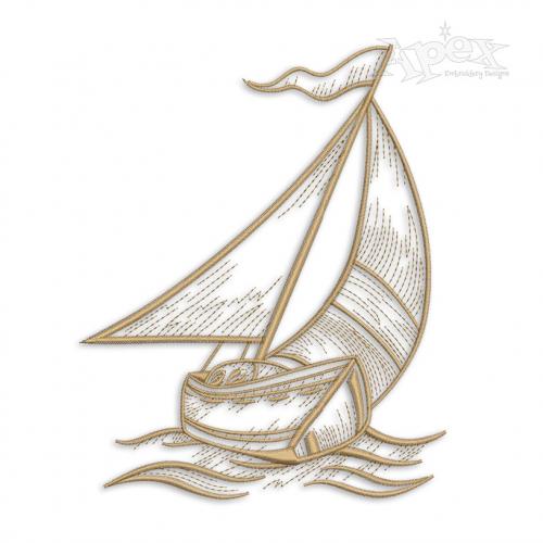 Sailboat Line Art #1 Embroidery Design