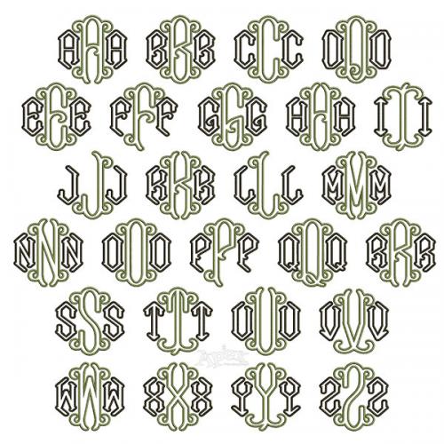 Brigitte Monogram Applique Embroidery Font