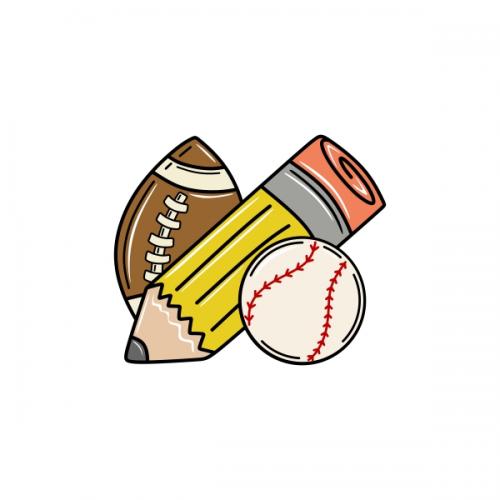 Football Baseball Pencil School SVG Cuttable Design