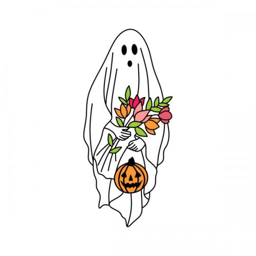 Halloween Ghosts with Flowers SVG Cuttable Design