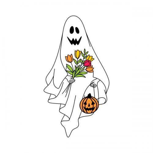 Halloween Ghosts with Flowers SVG Cuttable Design