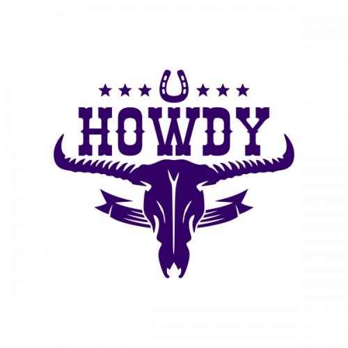 Western Howdy Bull Skull SVG Cuttable Design