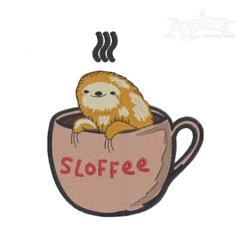 Sloffee Sloth Coffee Embroidery Design