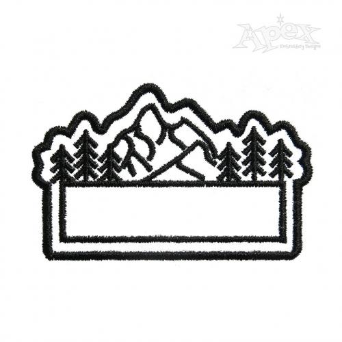 Mountain Forest Rectangle Frame Embroidery Design