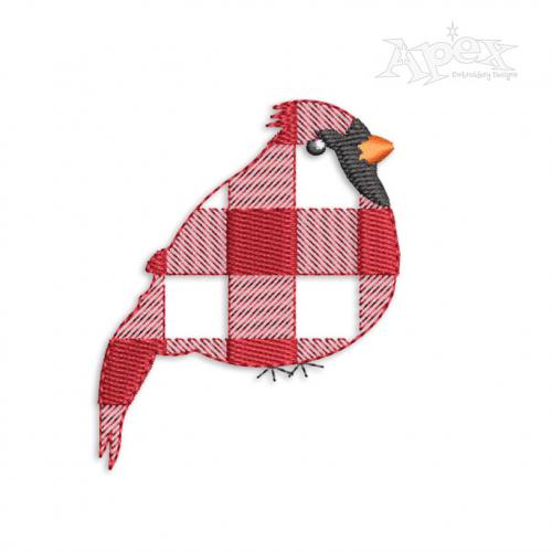 Plaid Cardinal Bird Embroidery Design