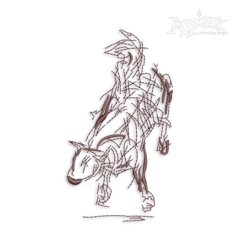 Rodeo Rider Sketch Art Embroidery Design