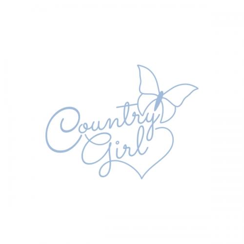 Country Girl Heart Butterfly SVG Cuttable Design