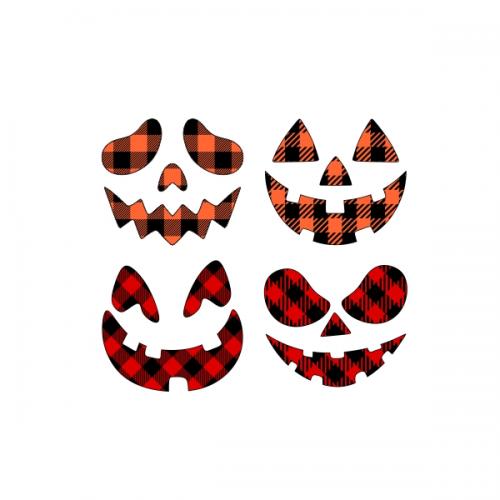 Buffalo Plaid Halloween Pumpkin Faces SVG Cuttable Designs