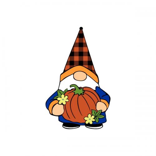 Buffalo Plaid Gnome with Pumpkin SVG Cuttable Design