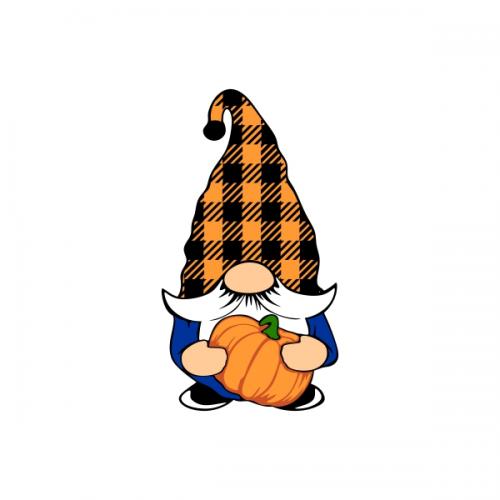 Buffalo Plaid Gnome with Pumpkin SVG Cuttable Design