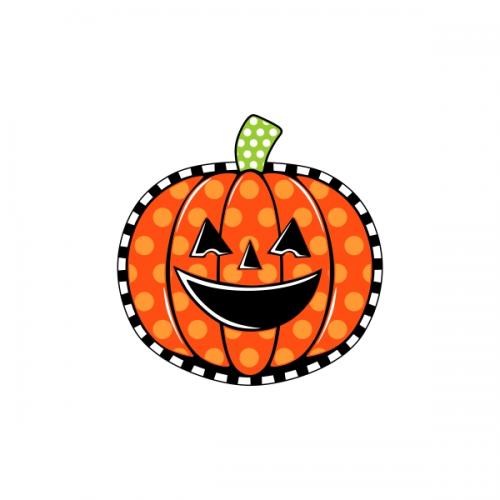 Halloween Polka Dots Pumpkin Jack O Lantern SVG Cuttable Design