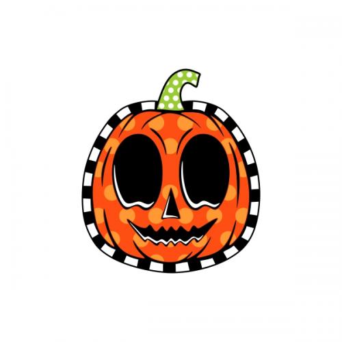 Halloween Polka Dots Pumpkin Jack O Lantern SVG Cuttable Design