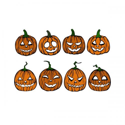 Halloween Jack-o'-lantern Pumpkins Pack SVG Cuttable Designs