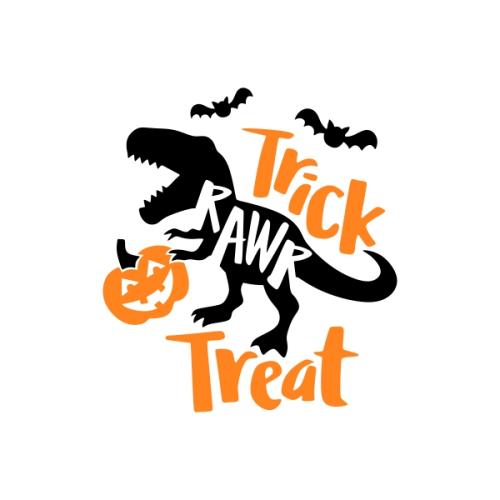 Trick Rawr Treat Tyrannosaurus Dinosaur T-Rex Dino Halloween SVG Cuttable Design
