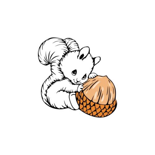 Cute Squirrel and Acorn SVG Cuttable Design