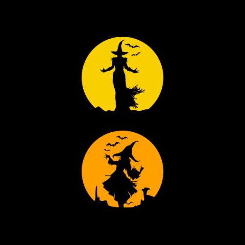Halloween Witch Moon Silhouette SVG Cuttable Designs