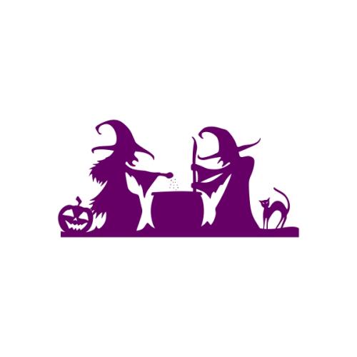 Witches and Cauldron Silhouette SVG Cuttable Design