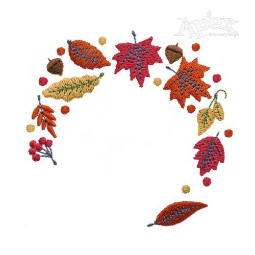Fall Leaves Wreath Frame Embroidery Design