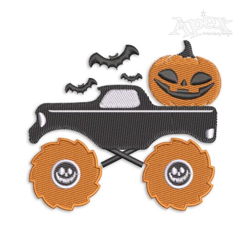Halloween Pumpkin Monster Truck Embroidery Design