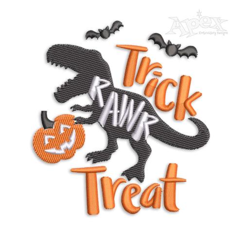 Trick Rawr Treat T-Rex Dino Embroidery Design