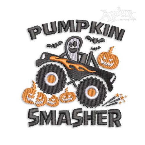 Pumpkin Smasher Monster Truck Embroidery Design