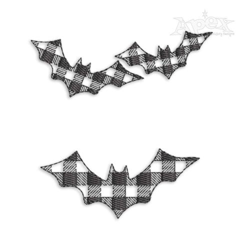 Plaid Halloween Bat Silhouette Embroidery Design