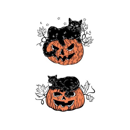 Black Cat Lying on Pumpkin SVG Cuttable Designs