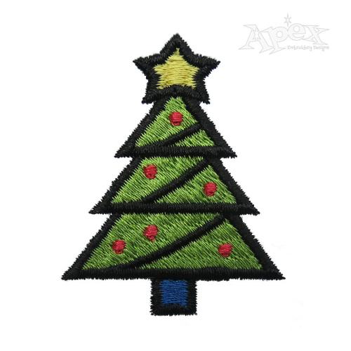 Cute Doodle Christmas Tree Embroidery Design