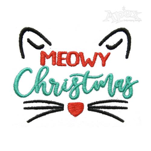 Meowy Christmas Cat Face Embroidery Design