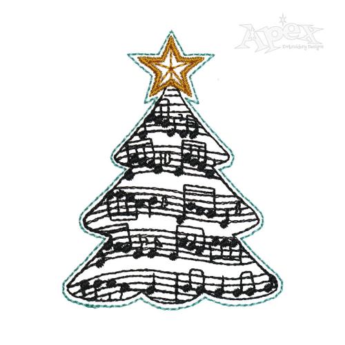 Musical Christmas Tree Embroidery Design