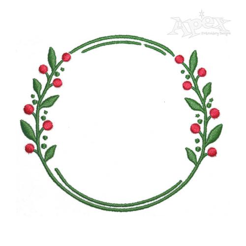 Laurel Wreath Circle Frame Embroidery Design
