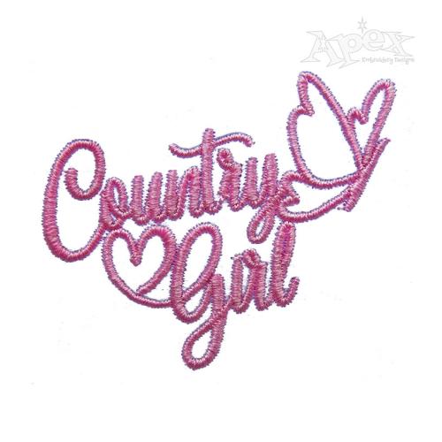 Country Girl Heart Butterfly Embroidery Design