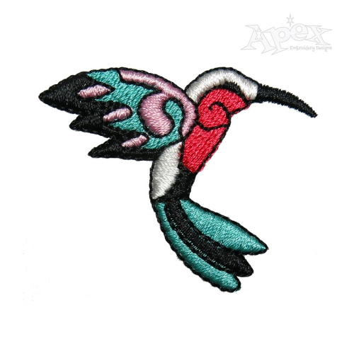 Artistic Flying Hummingbird Embroidery Design