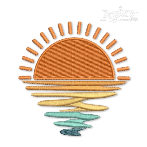 Sunrise Sunset Beach Lake Embroidery Design