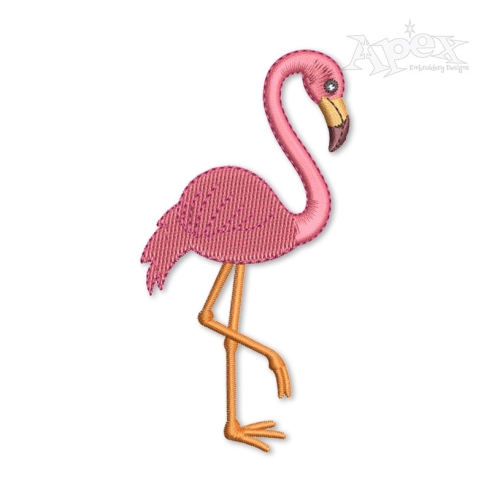 Standing Flamingo Embroidery Design