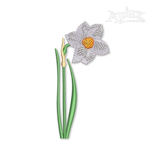 Daffodil Narcis Narcissus Flower Embroidery Design