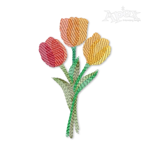 Tulip Flowers Embroidery Design
