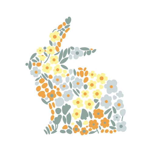 Flower Rabbit Silhouette Easter Floral Bunny SVG Cuttable Design