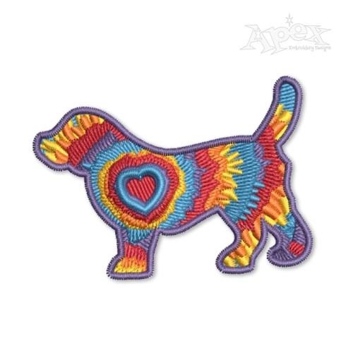 Colorful Fluffy Dog Heart Embroidery Design
