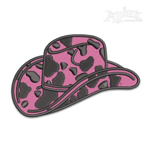 Cowgirl Cow Print Hat Machine Embroidery Design by Apex
