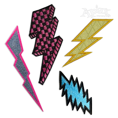 Lightning Bolt ボディタオル カラフルデザイン Lightning Bolt Pack Embroidery Designs Digitized by Apex