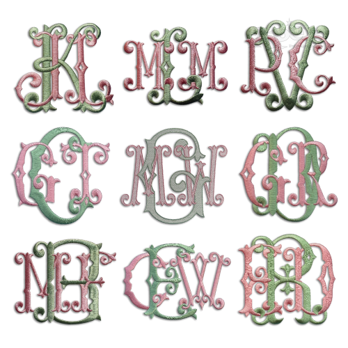 Bresia 3-letter Interlocking Monogram Machine Embroidery by Apex