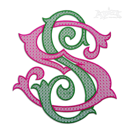 Bresia 2-letter Interlocking Monogram Machine Embroidery by Apex