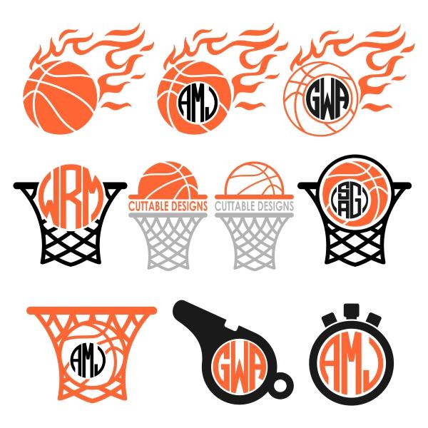 Basketball Monogram Frame SVG Vector Designs
