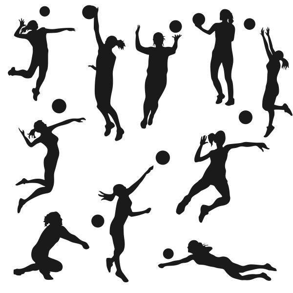 Volleyball Silhouette Cuttable Designs | Apex Embroidery Designs ...