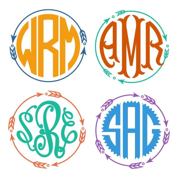 Round Arrow Cuttable Frame | Apex Embroidery Designs, Monogram Fonts ...