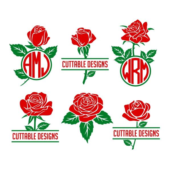 Red Rose SVG Bundle, Flower Svg, Monogram Svg
