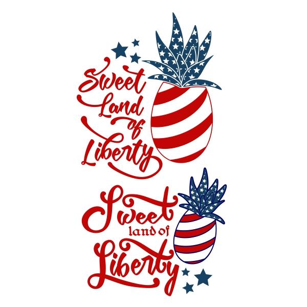 America Sweet Land of Liberty Pineapple Svg Dxf Png Eps Sublimation Instant Download