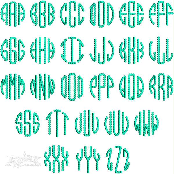 Dottie Bead Circle Monogram Machine Embroidery Font 3 Sizes 1 2 and 3 INSTANT DOWNLOAD
