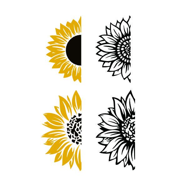 Sunflower Svg Files For Cricut Half Sunflower (1931876), 46% OFF